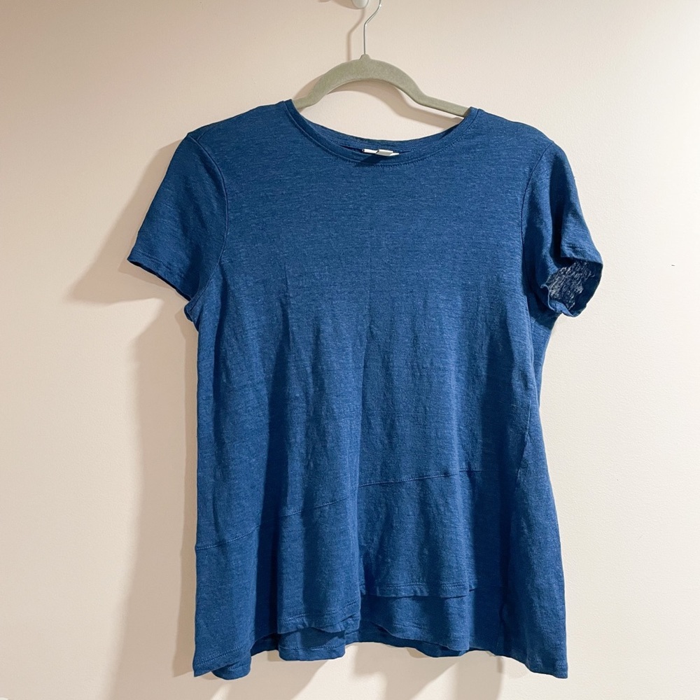 J.Jill Love Linen Dark Blue Tee Sz Small
